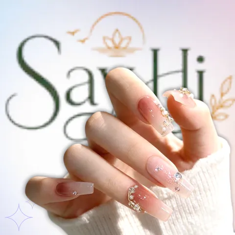 pink ombre coffin nails with pearls – Say Hi Spa Hanoi